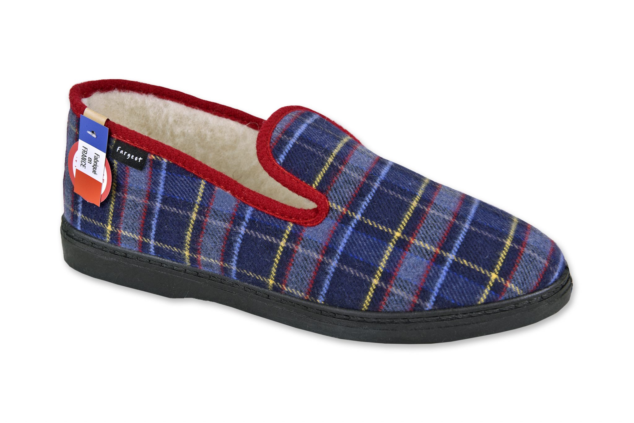 Charentaise Pantoufle Pointure 43 - Doublure 70% Laine Vierge, Semelle Caoutchouc, Bleue - Neuf Sans Emballage